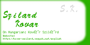 szilard kovar business card